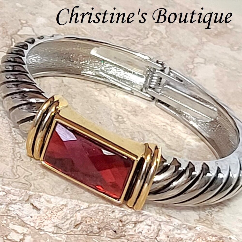 Red rhinestone bracelet, fashion bracelet, designer inspired new bangle